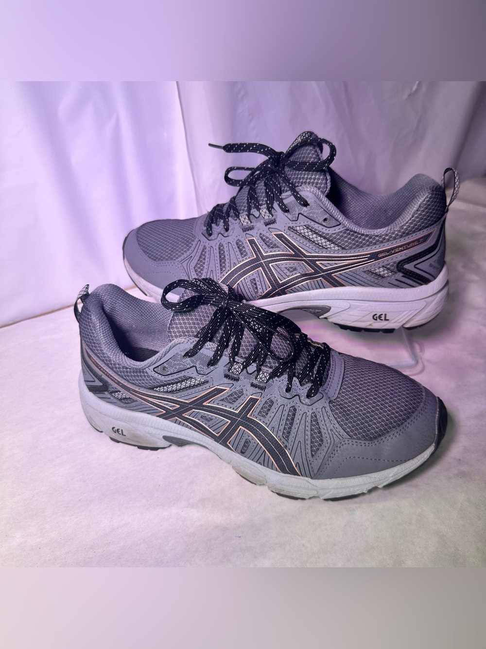 ASICS Women's Gray Athletic GEL Running Shoes with Black Laces